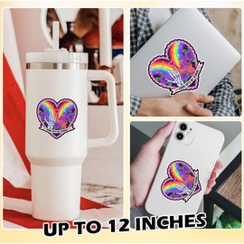 Vibing with My Demons Sticker Colorful Skeleton Skull Sarcastic Gothic Mental Health Sarcasm Waterproof Die Cut Vinyl & Transparent DTF Decal for Water Bottle Laptop Car Helmet Gifts for Her Him