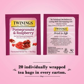 Twinings Rosehip Hibiscus Tea Blend with Pomegranate Raspberry 20 Count Pack
