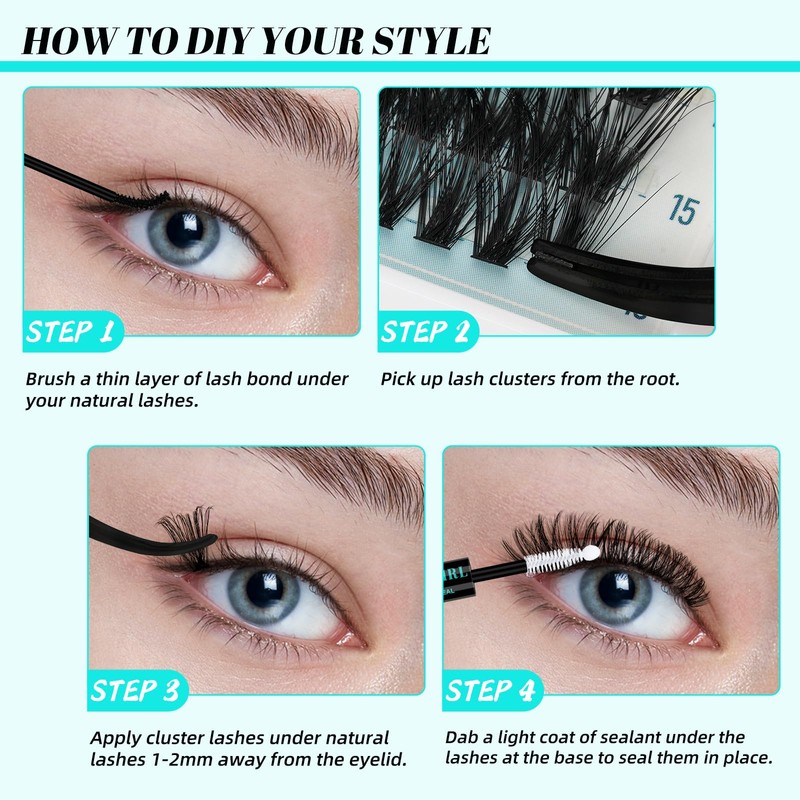 Lash Extension Kit 320Pcs,DIY Individual Lashes Clusters Kit,Lash Bond And