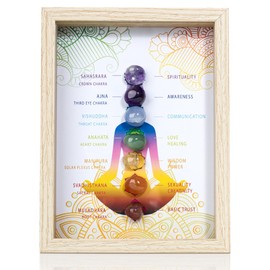 ZenBless Healing Crystal Stone 7 Chakras Healing Crystal Stones Picture Frame, Decorative Photo for Reiki Decor, Zen Meditation Yoga Spiritual Feng Shui Table or Hanging Home Wall Decor, Office Gift