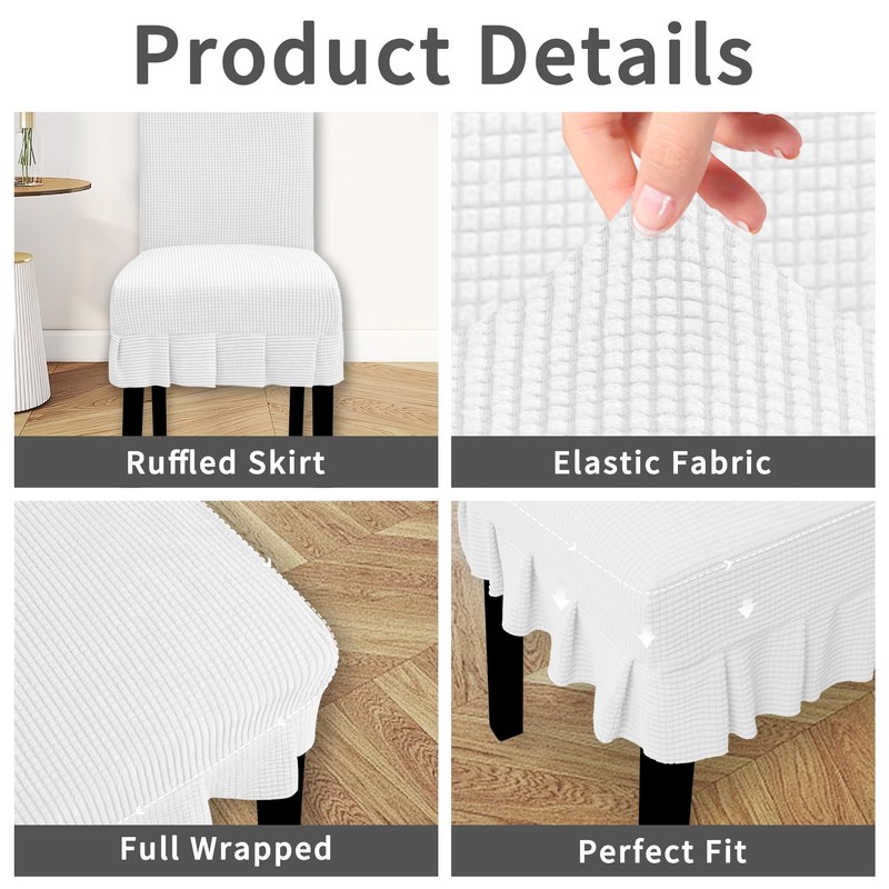 Easy-Going Dining Chair Covers Stretch Parsons Chair Slipcover with Skirt