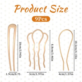 9PCS French Hair Pins for Women，Non-slip French Pins for Thick Hair Vintage Gold and Silver Hairpin U Shaped Metal French Hair Pin Metal Hair Fork with Combs for Girls Hair Accessories