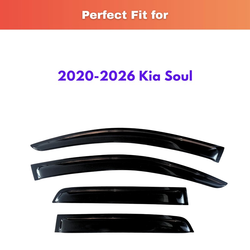 KPY Rain Guards Fit for 2020-2026 Kia Soul, Out-Channel Window