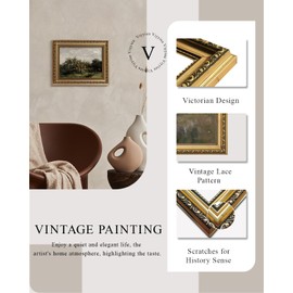 VIYYIEA Gold Framed Wall Art, Apple Tree In Bloom Canvas Print Home Decor Vintage Art Painting Picture Bathroom Wall Decor, Landscape Artwork for Living Room Bedroom Kitchen Office - 10L x 8W