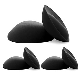FOOT OF THE TREE Super Thick Bra Pads 3 Pairs Removable Breast Enhancers Push Up Bra Cups, Black, 6 cm