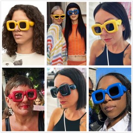 LASPOR Retro Cat Eye Lip-Shaped Sunglasses For Women Men Punk Hip Hop Lens Y2k Sunglasses (B-Red)