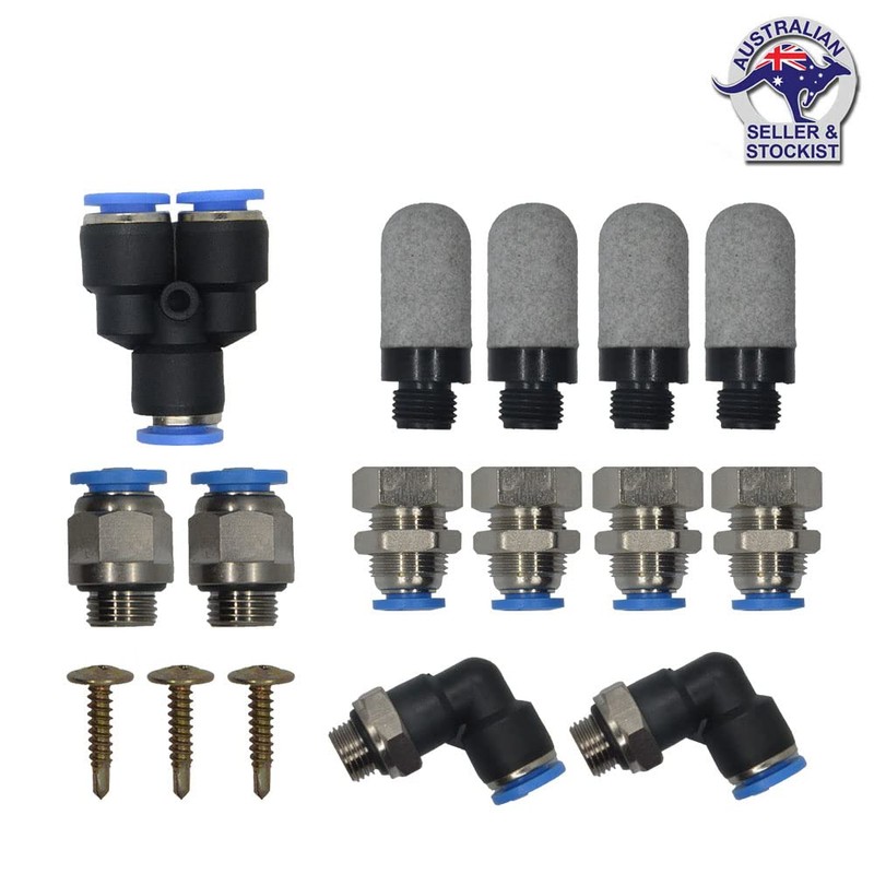 Universal 4 Port / 4 Point Diff Breather Kit Black