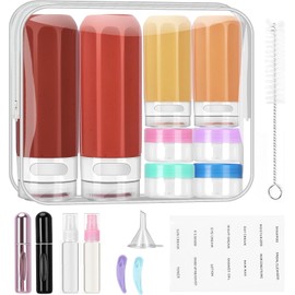 Juego de 18 Botellas de Viaje Silicona, Accesorios Viaje Rellenables a Prueba Fugas, Contenedores Viaje, Sin BPA, Certificación Tsa, Botellas de Viaje para Viajar y Acampar (B)