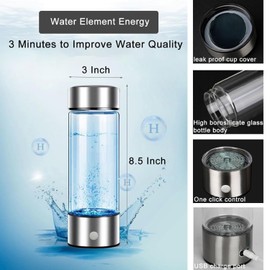 2025 New Hydrogen Water Bottle, 450ml Portable Hydrogenated Water Generator with SPE PEM Technology, Rechargeable Ionizer for Home, Office, Travel, Boosts Hydration, Retains H2 for 6 Hours