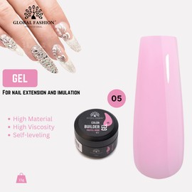 Global Fashion Color Gel Builder 15g with 13 Shades: Unleash Your Inner Nail Artist with This Versatile Sculpting and Coloring Nail Art Toolkit (05 PASTEL ROSE, 15g)