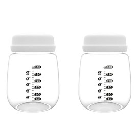 2pcs Breast Pump Collection Bottles for Spectra S2 Spectra S1 Spectra 9 Plus Motif Luna Breast Pumps, 6.oz 180ml Reusable Wide Neck Bottles with Collar and Sealing Disc, Replace for Spectra Bottle