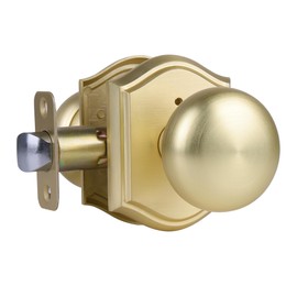 Newlaking Door Knobs Interior, Classic Decorative Satin Brass Privacy Door Knob Perfect for Bedroom or Bathroom Doors, Durable Stylish Hardware for Indoor Use- 1 Pack