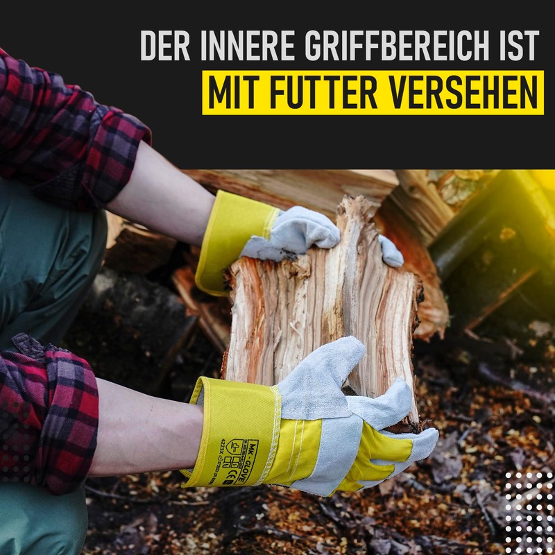 MK-Glove Robust Work Gloves Leather Men - Gardening Gloves with
