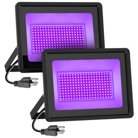 Black Lights YunYing 200W LED Black Lights, Flood Light with Plug(6ft Cable), IP66 Waterproof for Dance Party, Stage Lighting, Aquarium, Body Paint, Fluorescent Poster, Neon Glow in The Dark (2 Pack)