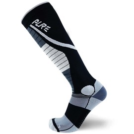 Pure Athlete Lifting Socks- Weightlifting Shin Guards, Deadlift Protector Compression Sock for Cross Training & Weightlift (Black/Grey, Large)