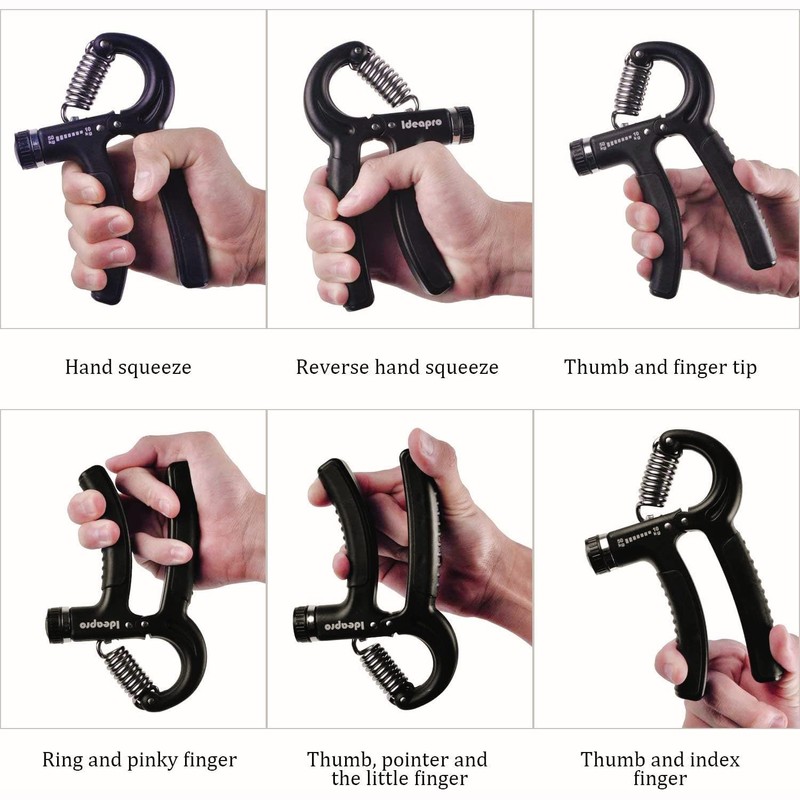 IDEAPRO 2pcs Adjustable Hand Grip Exerciser (10-50kg) - Strengthen Grip,