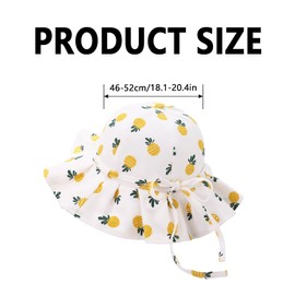 XFSRG Baby Sun Hat UV Protection Sun Hat UPF 50+ Fishing Hat Sun Protection Strawberries Summer Bucket Hat Pineapple Sun Hats Orange Summer Hat Toddler Foldable Beach Fishing Hat Adjustable, White