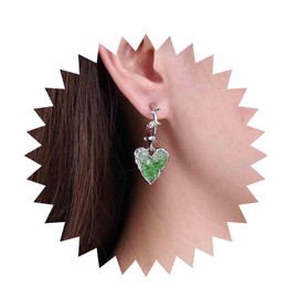 Inateannal Punk Heart Earrings Black Onyx Heart Earrings Silver Open Circle Hoop Earrings Gothic Heart Earrings Jewellery for Women and Girls, Zinc, No Gemstone