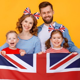 ABOOFAN 2 Stück Satin, Haarkrawatte, Stirnband, Make-up-Stirnbänder, modisch, für Großbritannien, Flagge, Bogen, England, Flagge, Sportflagge