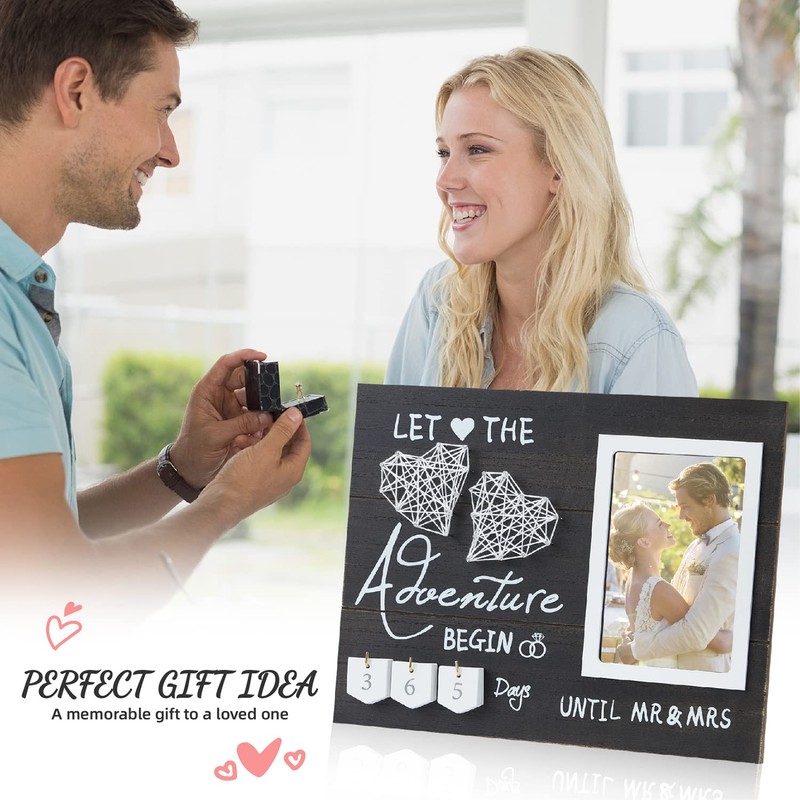 Inovayer Engagement Gifts for Couple, Wedding Countdown, Engagement Picture Frame,