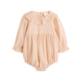 NEXT 100% Cotton Long Sleeve Baby Grow, Peach Pink, 3-6 months