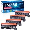 TN760 TN-760 Toner 4 Pack Replacement for Brother TN760 Toner