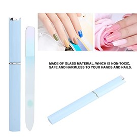 Lima De Uñas De Cristal Nano De 2 Colores, Herramienta De Manicura Y Pedicura Para Lijado Y Pulido, Caja Azul