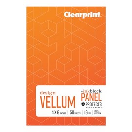 Clearprint 1000H 100% Cotton Design Vellum Field Book with Ink Block Panel, 16 LB, 60 GSM, 4 x 6 Inches, 50 Sheets Per Book, 1 Each (CVB46P2)
