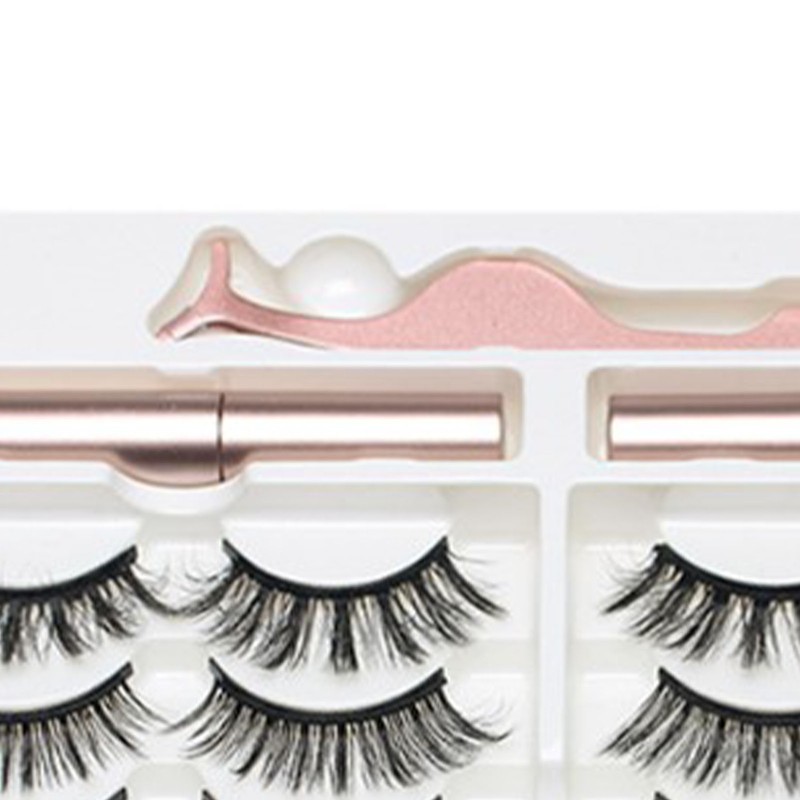 10 Pairs Magnetic Lashes Kit Liquid Eyeliner Tweezer Lightweight False
