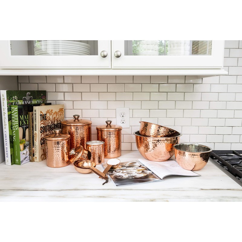 Creative Co-Op Hammered Stainless Steel Bowls in Copper Finish (Set