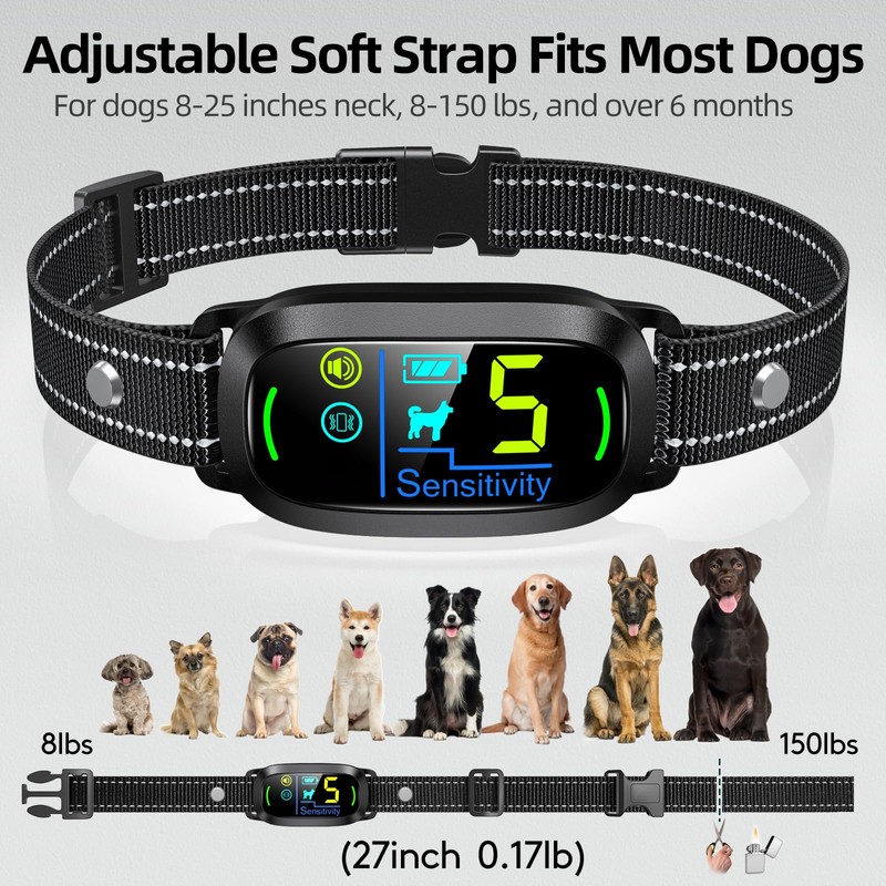FAFAFROG Dog Bark Collar for Large Medium Small Dogs, Rechargeable