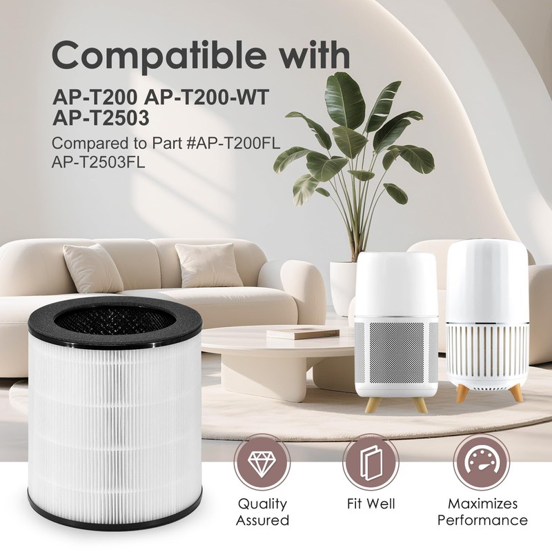 HSIAMEN AP-T200FL Replacement Filter Compatible with HoMedics Air Purifier AP-T200