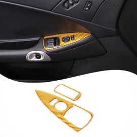 Lcojicep Window Lift Switch Panel Cover Trim Compatible with Corvette C6 Z06 ZR1 2005-2013, Front Window Glasses Lifter Button Frame Cover Decoration Interior Accessories (Yellow)