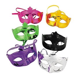 Mardi Gras Metallic Masks - Apparel Accessories - Set of 6