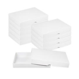 Natürlich verpacken Folding Box 13.6 x 18.6 x 2.5 cm, White, with Lid, Cardboard - Set of 10