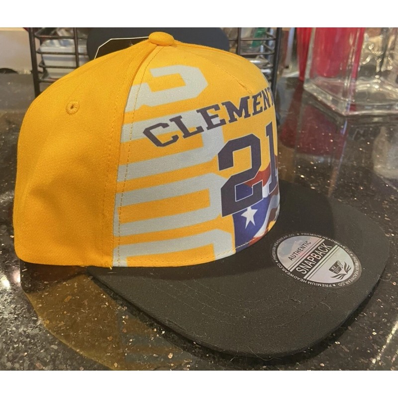 Premium Headwear Roberto Clemente 21 Yellow Baseball Cap Hat Gorra Puerto Rico