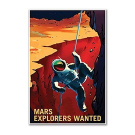 Gallery Prints - Mars Explorers Wanted NASA Recruitment Retro Space Mission Poster (24 inches x 36 inches)