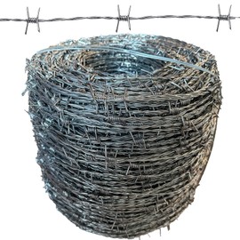 1200 FT (365 M),15 Gauge (1.7mm), 4 Pt. Style, 5" Spacing Between barbs. 4 Point Barbed Wire Fence
