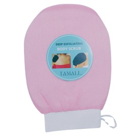 Deep Exfoliating Glove – Premium shower glove for remonving dead skin – one of the best body scrub gloves type - shower gloves for washing, cleaning and exfoliating dead skin on body (pink)