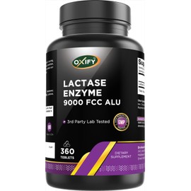 Oxify Lactase Enzyme 9000 FCC ALU | 360 Tablets | Gluten-Free, Non-GMO | Supplement Made in USA
