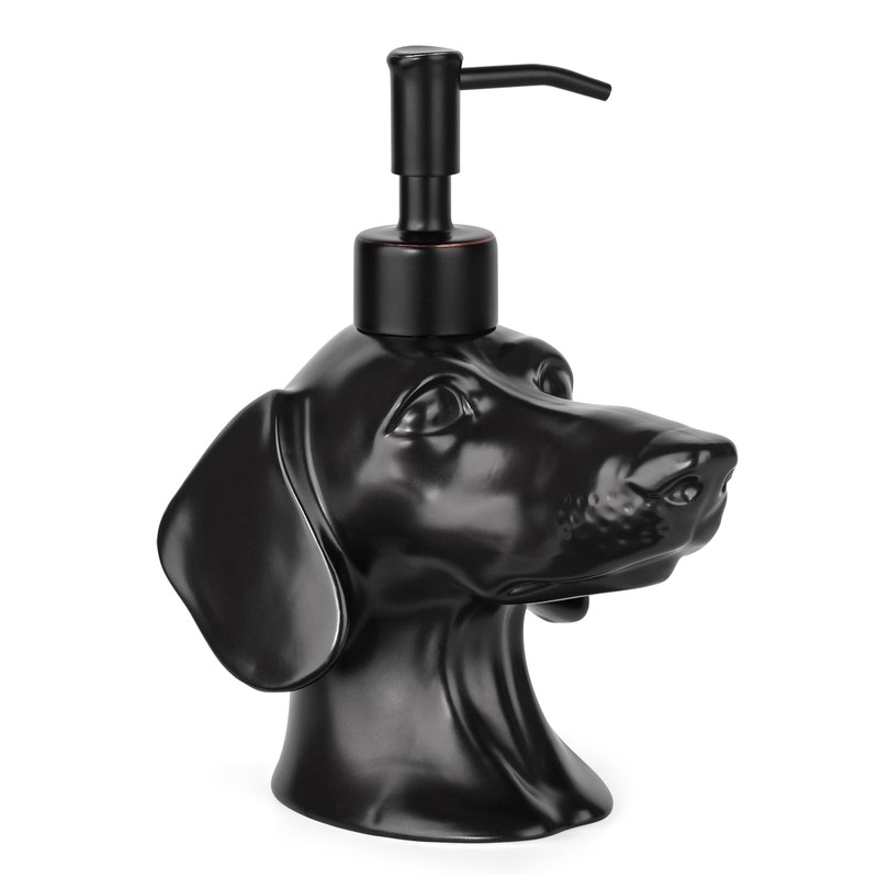 NEWHENGS Dachshund Dog Shaped Soap/Lotion/Hand Sanitizer Ceramic Stainless Steel Pump