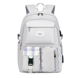 Acmebon Girl Roomy Fashion Laptop Backpack Set Casual Daypack Set for Women Grey