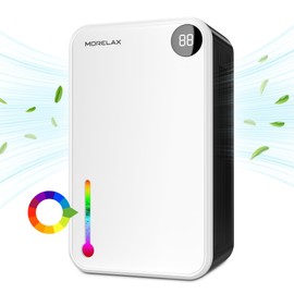 Dehumidifier,Scozza 25 OZ Small Dehumidifiers for Room for Home, Quiet with Auto Shut Off, Dehumidifiers for Bedroom (280 sq. ft), Bathroom, RV, Closet,Bedroom, Basement, 7-color LED light,White