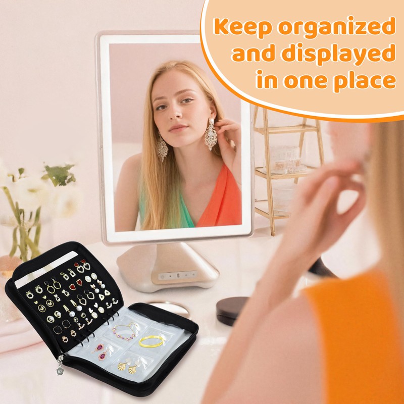 Meneng Earring Travel Case Organizer: Transparent Jewelry Storage Book with