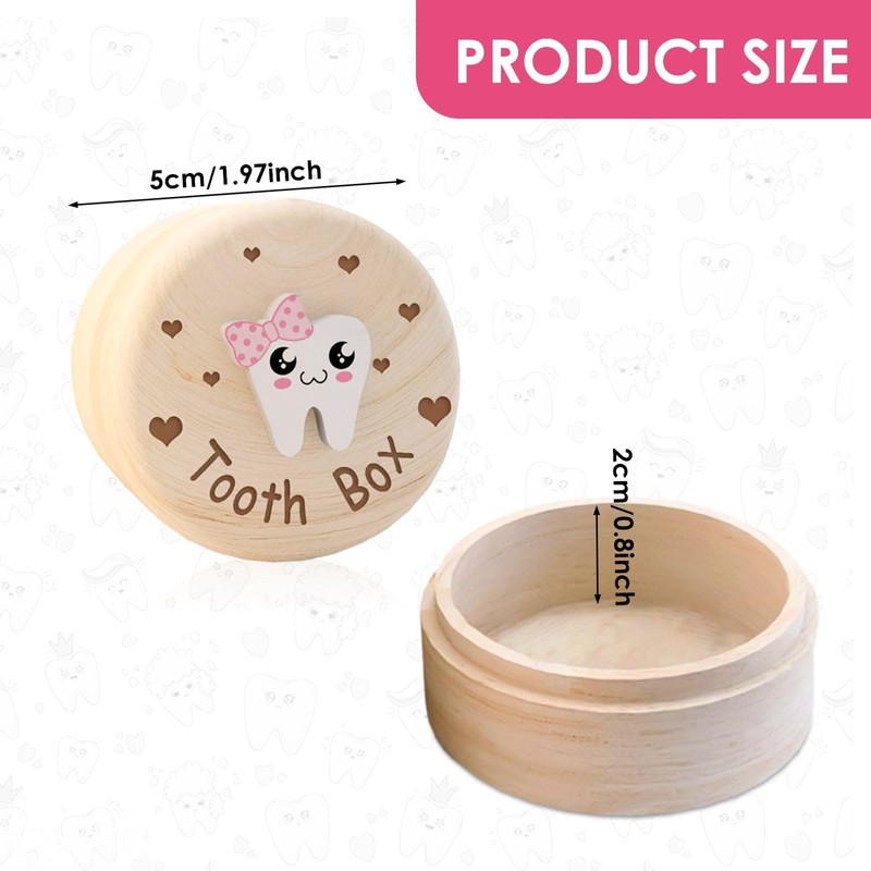 Wooden Tooth Storage Box, Baby Teeth Holder for Children Box