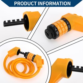 Hihaha Bicycle Lock/Extended Bicycle Padlock Cable Lock Spiral Lock for Cycling/Heavy Duty Resettable 5 Digit Bike Lock 130cm / 1 Set Orange