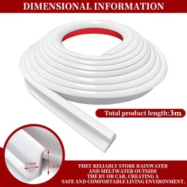 Hengrongshen Rain Gutters, White, 3.0 m Long, for Motorhomes, Rain Gutter, Roof Rain Diversion Box Gutter, Door Edge Protection Car, Edge Protection Profile, Suitable for Cars, Trucks, Motorhomes,