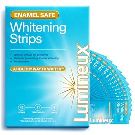 Lumineux Tiras blanqueadoras de dientes 21 tratamientos - Sin peróxido - Seguro para el esmalte para dientes más blancos - Blanqueamiento sin sensibilidad - Fórmula para dentistas - Sin sensibilidad