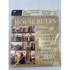 History & Heraldry Sentiment Tea or Kitchen Towel - Risk - House Rules - Peace - Friends - Aunts - House Rules
