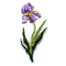 IRIS IRON ON FLOWER PATCH IRIS ACTUAL SIZE: 7/8 X 2 inch
